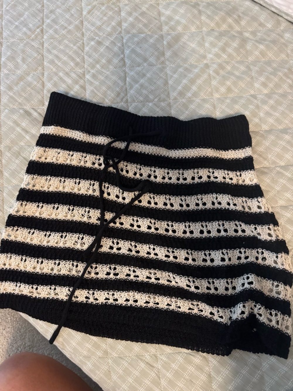REVOLVE Black and White Crochet Swim Coverup Skirt